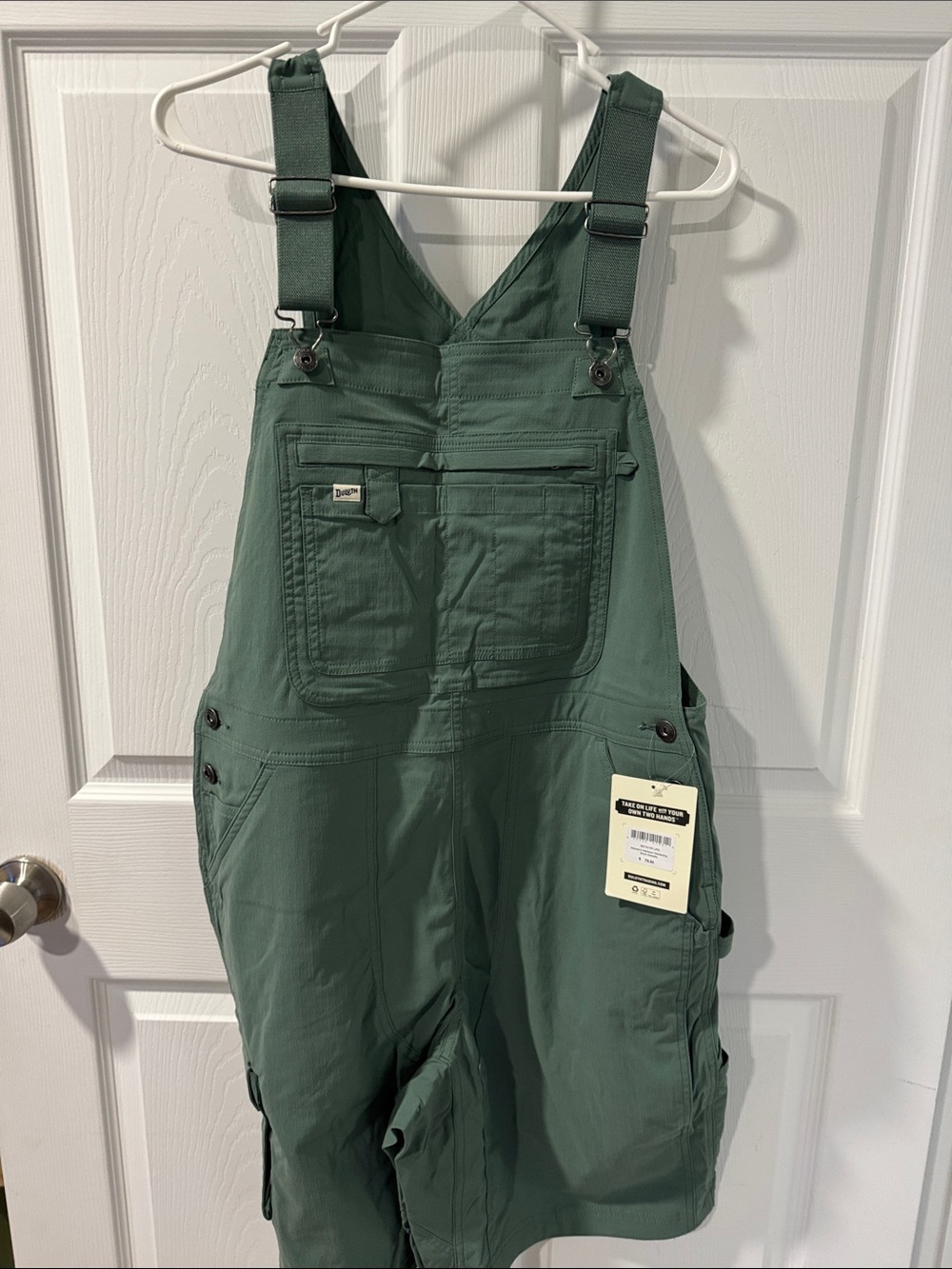 Duluth Trading Co Fir Green Women's Heirloom Gardening Short Overalls
